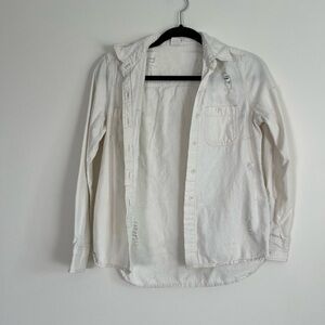 Roxy Cream Button-Up Shirt Distressed